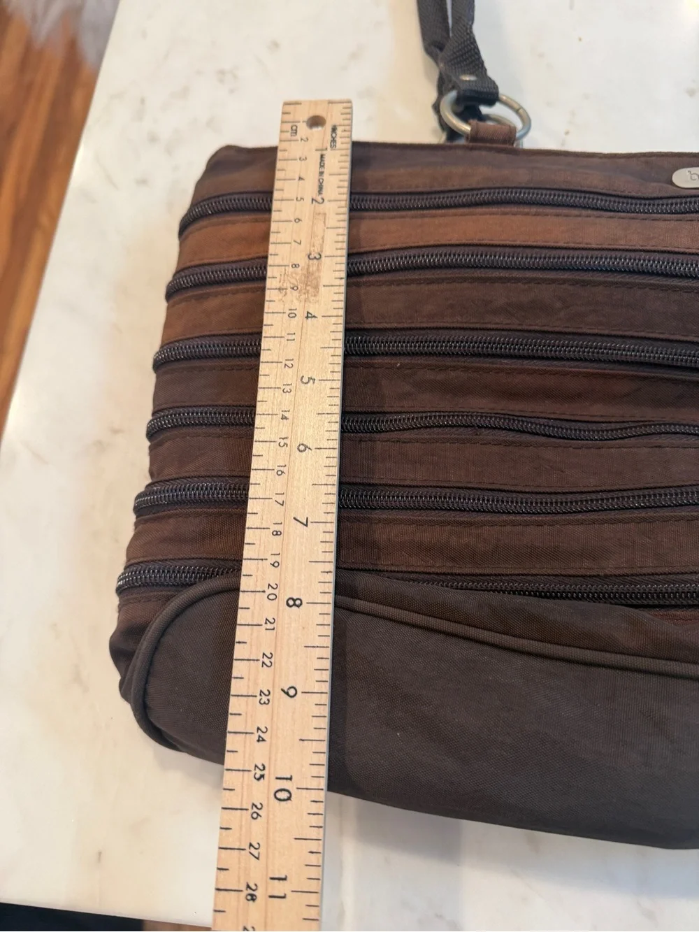 Baggallini Expandable Zip Around Travel Tote Brown Red Large Bag